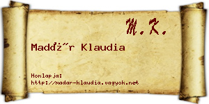 Madár Klaudia névjegykártya
