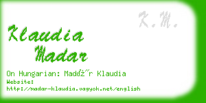 klaudia madar business card